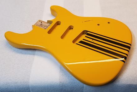 Chrome Yellow racing Stripes Warmoth Guitar Body