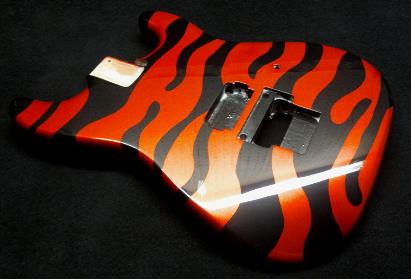 Kandy Diablo Red Smooth Tiger Stripe Guitar Finish