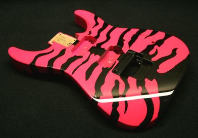 Neon Pink and Black Bengal Tiger Guitar